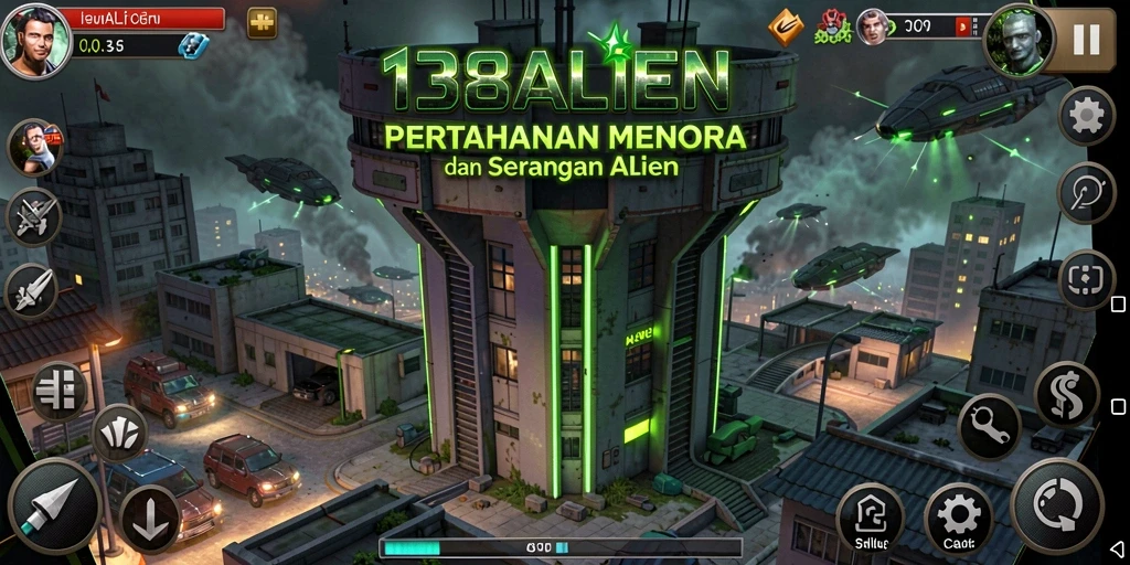 Tampilan gameplay seru di 138ALIEN dengan strategi tower defense yang mendebarkan.