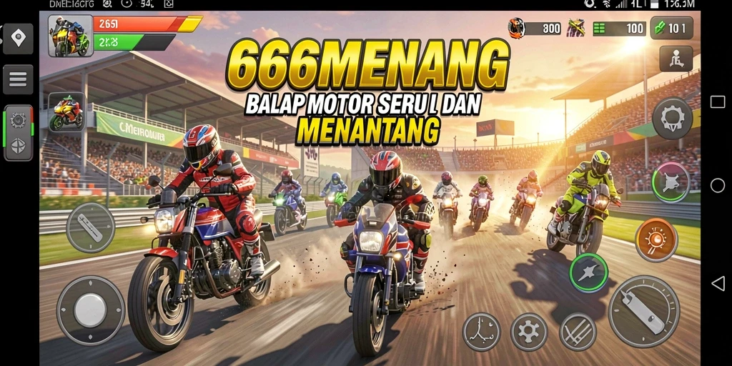 Tampilan gameplay seru balap motor di 666MENANG.