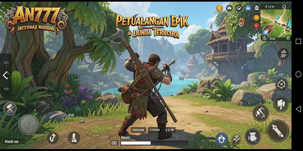 Screenshot gameplay AN777 menampilkan petualangan seru di dunia terbuka.