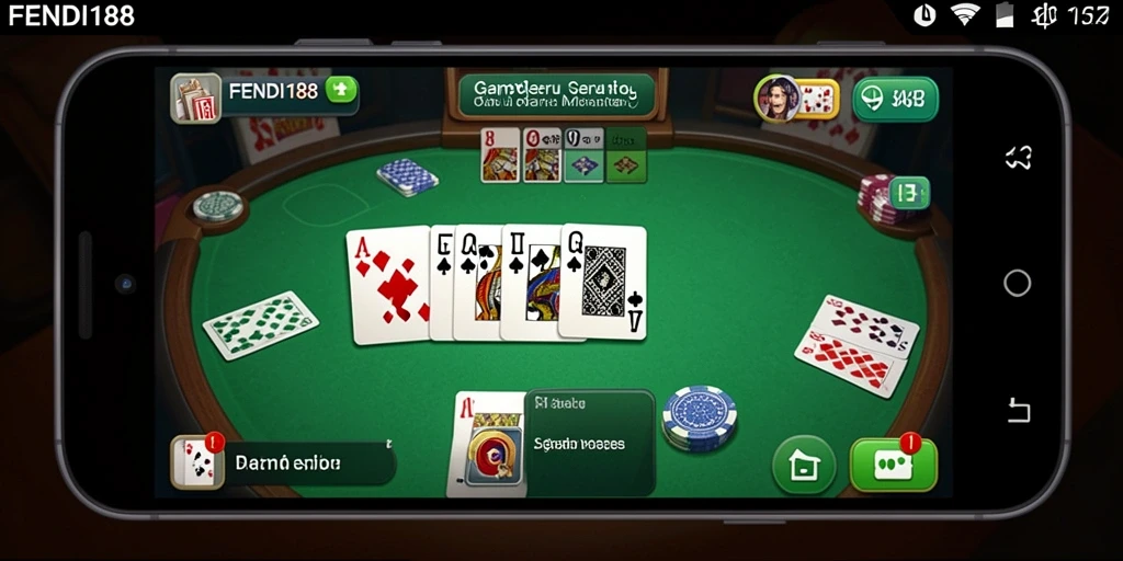 Screenshot utama FENDI188 menampilkan gameplay Gaple yang seru.