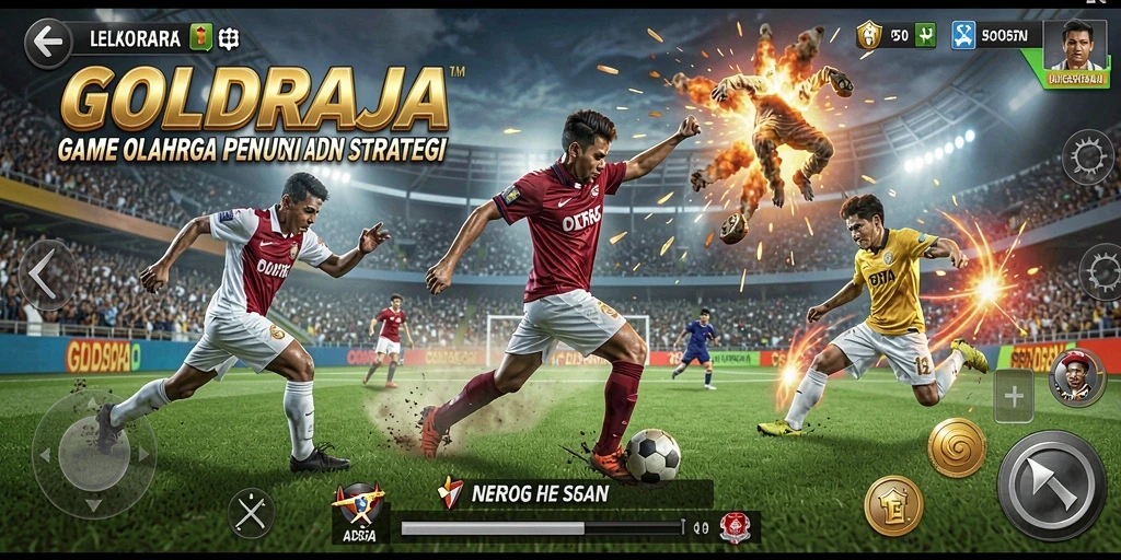 Screenshot gameplay <strong>GOLDRAJA</strong> menampilkan aksi seru dalam pertandingan olahraga.