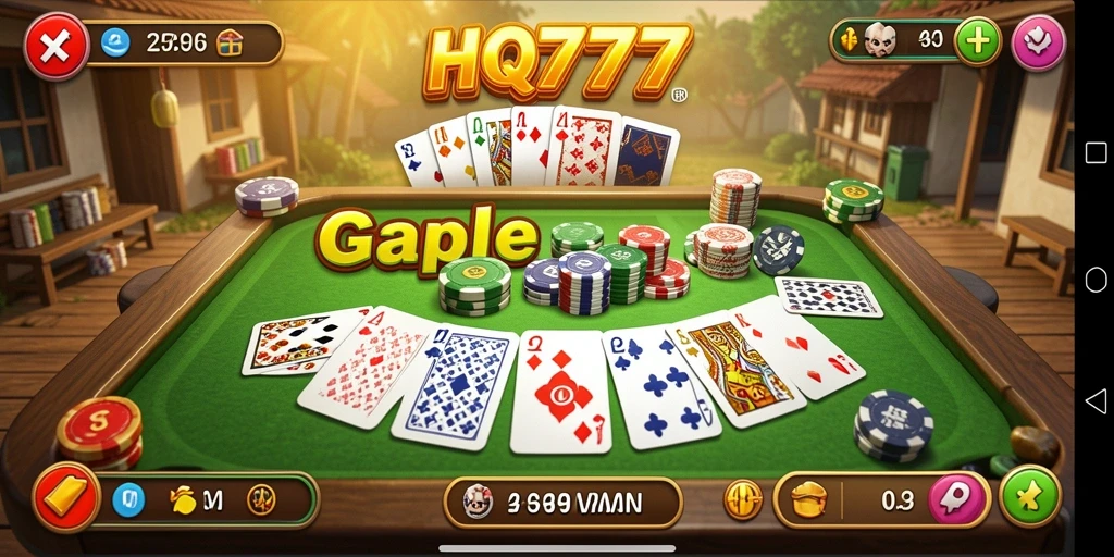 Tampilan gameplay Gaple yang menarik dan seru di HQ777.