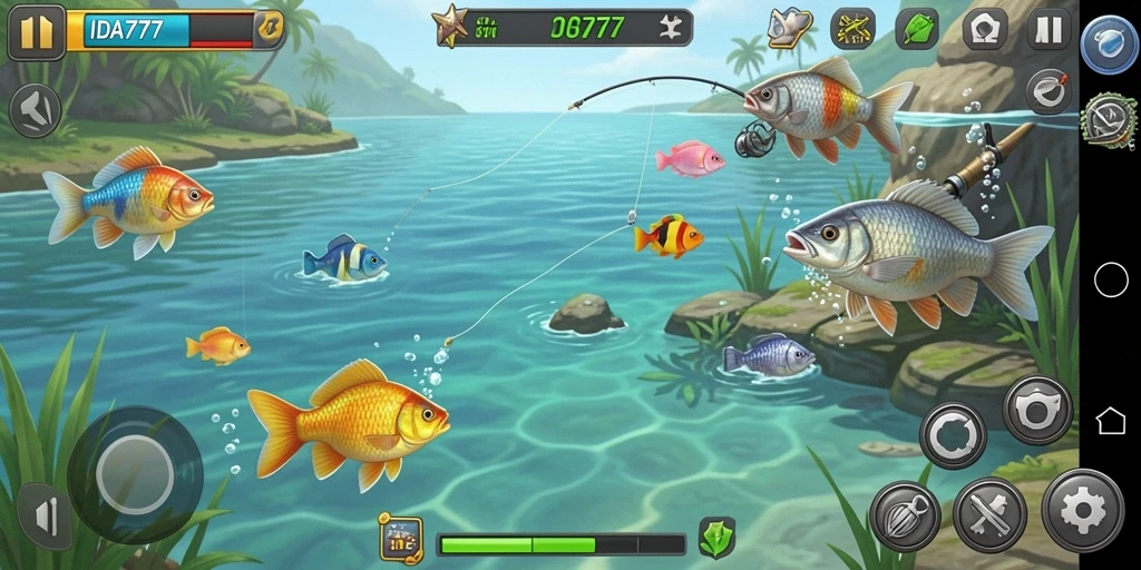 Tampilan gameplay IDA777 yang menampilkan momen memancing yang mendebarkan.