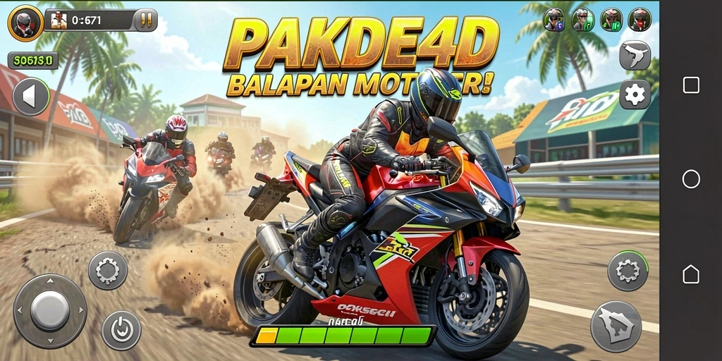 Gameplay balapan motor yang mendebarkan di PAKDE4D.