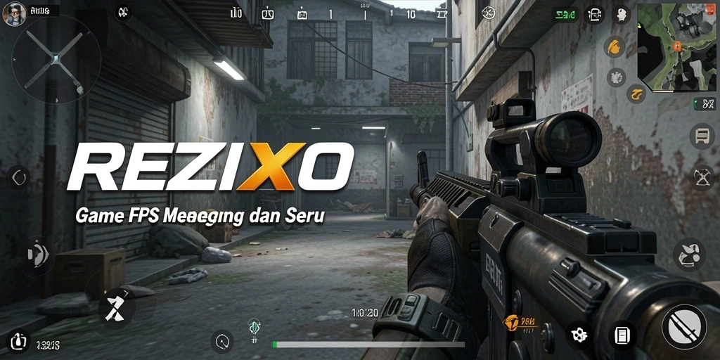 Tangkapan layar gameplay REZIXO yang penuh aksi.
