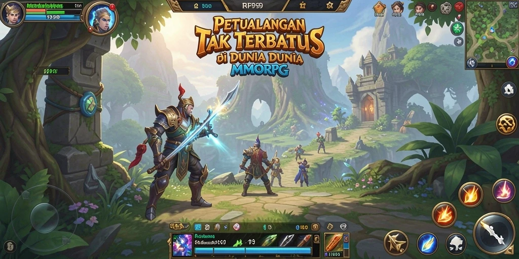 Tangkapan layar gameplay RP99 menampilkan aksi epik dalam pertempuran MMORPG.