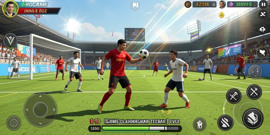 Screenshot RPGAME menampilkan aksi seru dalam pertandingan olahraga.