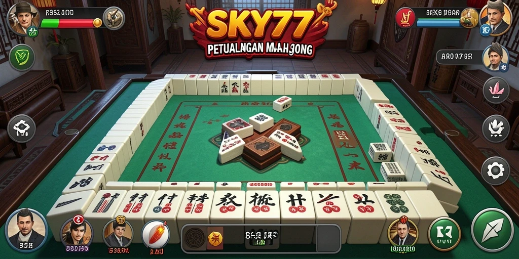 Tampilan gameplay menarik dari permainan Mahjong SKY77.
