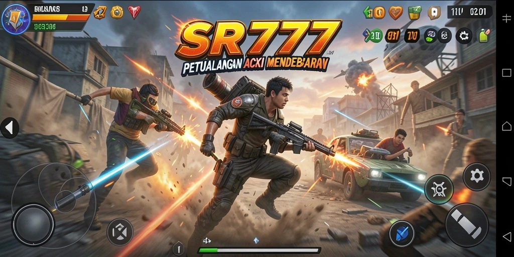 Screenshot gameplay SR777 memperlihatkan pertempuran yang mendebarkan.